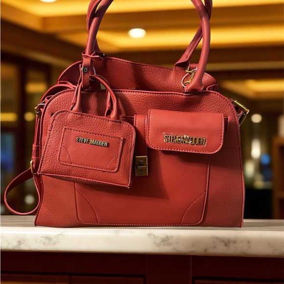 Steve Madden Handbags - Steve Madden Elegant Rust Satchel Set
